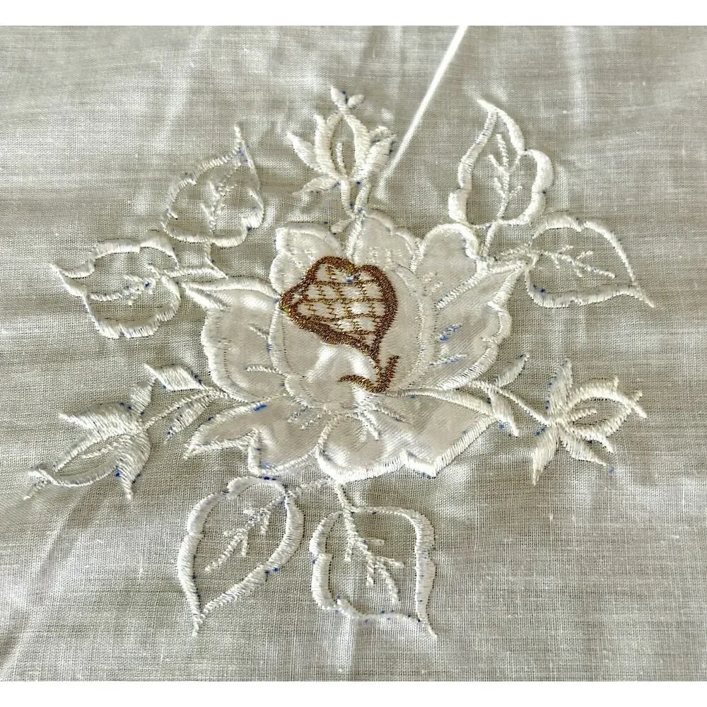 Antique Cotton Bed & Pillow Cover Gold Lace Embroidered 78 X 86 Bed Sheet Duvet